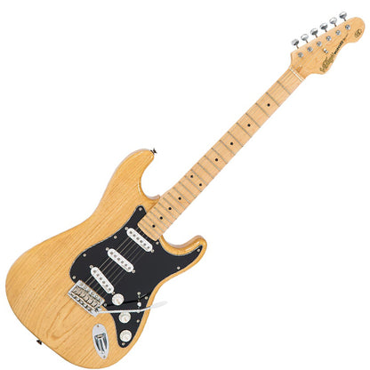 Vintage V6MNAT Reissued Series Ash Wood Body SSS Pickup Electric Guitar Natural Ash (V6 MNAT)
