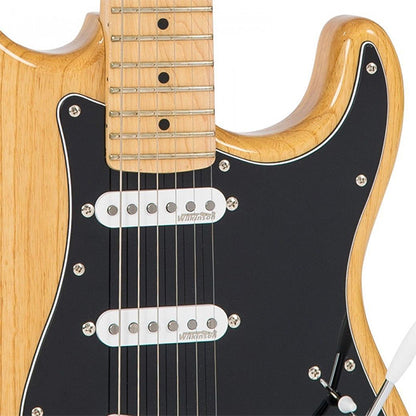 Vintage V6MNAT Reissued Series Ash Wood Body SSS Pickup Electric Guitar Natural Ash (V6 MNAT)