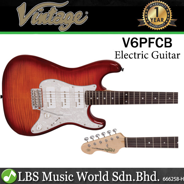 Vintage V6PFCB Reissued Series Alder Body P90 Pickup Electric Guitar Flamed Cherry Burst (V6 PFCB)