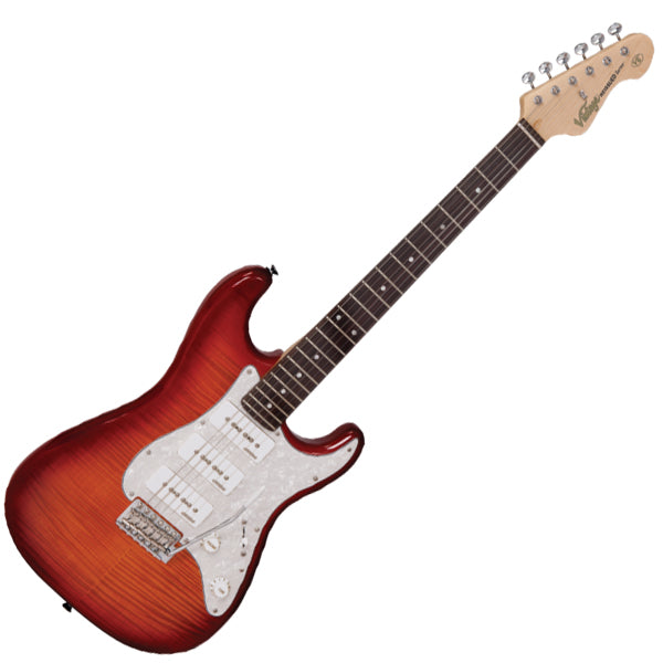 Vintage V6PFCB Reissued Series Alder Body P90 Pickup Electric Guitar Flamed Cherry Burst (V6 PFCB)