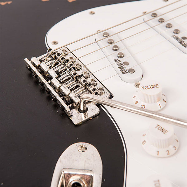 Vintage V6MRBK Icon Series Eastern Poplar Body SSS Pickup Electric Guitar Distressed Boulevard Black (V6 MRBK)