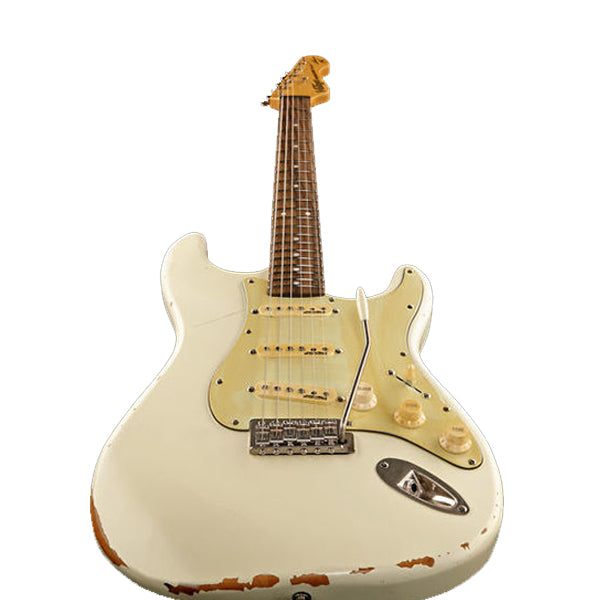Vintage V6MRTBG Thomas Blug Signature American Alder Body SSS Pickup Electric Guitar Distressed Vintage White (V6 MRTBG)