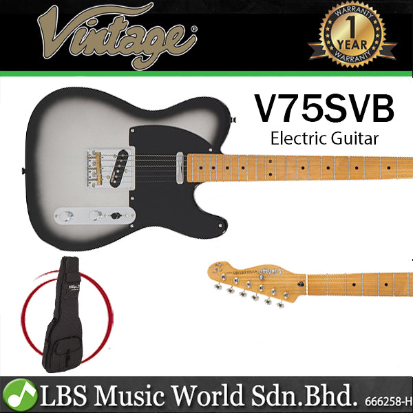 Vintage V75SVB 25th Anniversary Series Electric Guitar Silver Burst (V75)