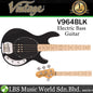 Vintage V964BLK Reissued Series Eastern Poplar Body Bolt On 4 String Active Pickup Electric Bass Guitar Gloss Black (V964 BLK)