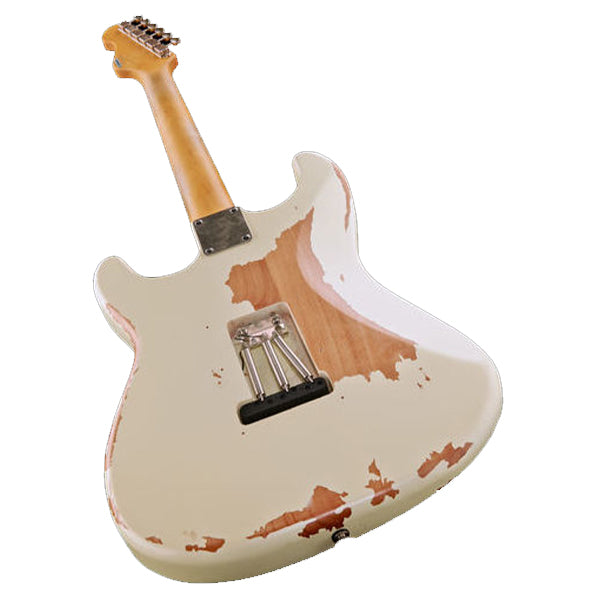 Vintage V6MRTBG Thomas Blug Signature American Alder Body SSS Pickup Electric Guitar Distressed Vintage White (V6 MRTBG)
