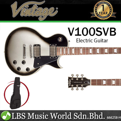 Vintage V100SVB 25th Anniversary Series Electric Guitar Silver Burst (V100)