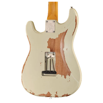 Vintage V6MRTBG Thomas Blug Signature American Alder Body SSS Pickup Electric Guitar Distressed Vintage White (V6 MRTBG)