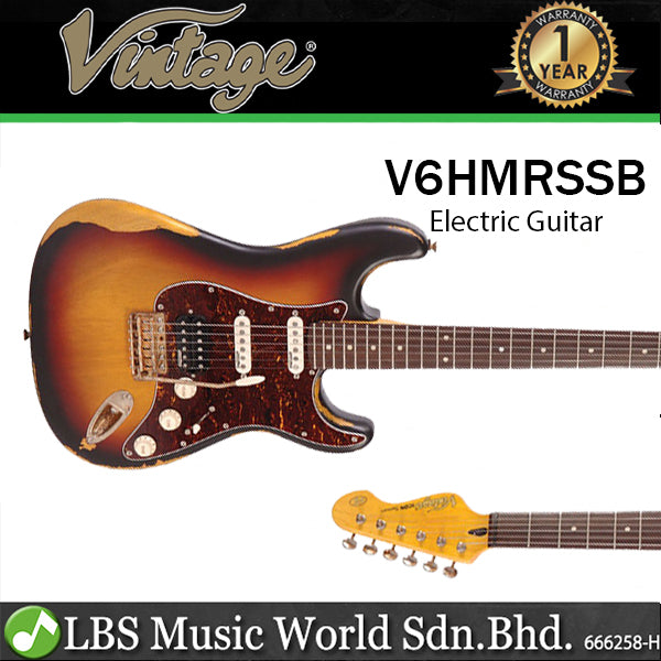 Vintage V6HMRSSB Icon Series Electric Guitar Distressed Tobacco Sunburst (V6H)