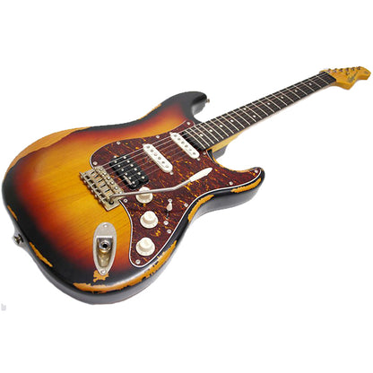 Vintage V6HMRSSB Icon Series Electric Guitar Distressed Tobacco Sunburst (V6H)