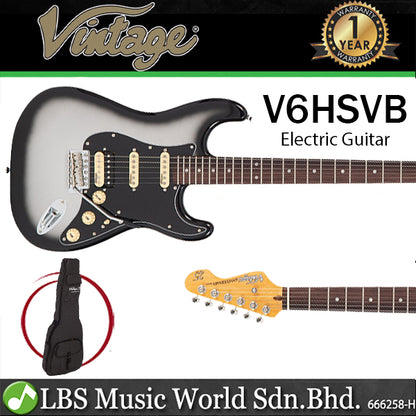 Vintage V6HSVB 25th Anniversary Series Electric Guitar Silver Burst (V6H)