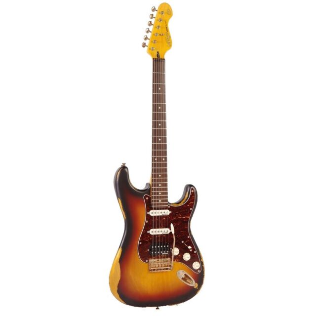 Vintage V6HMRSSB Icon Series Electric Guitar Distressed Tobacco Sunburst (V6H)