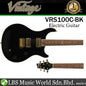Vintage VRS100C Rock Series Eastern Poplar Body Neck Thru HH Pickup Electric Guitar Gloss Black (VRS 100C)