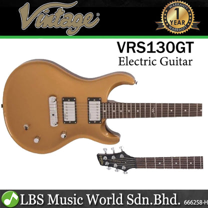 Vintage VRS130GT Rock Series Mahagony Body HH Pickup Electric Guitar Gold Top (VRS 130GT)
