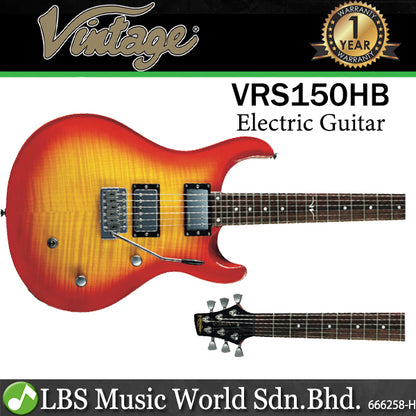Vintage VRS150HB Rock Series Mahagony Body Neck Thru HH Pickup 24-Fret Double-Cutaway Electric Guitar Honeyburst (VRS 150HB)