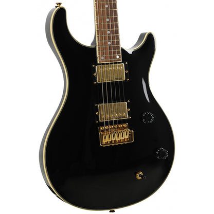 Vintage VRS100C Rock Series Eastern Poplar Body Neck Thru HH Pickup Electric Guitar Gloss Black (VRS 100C)