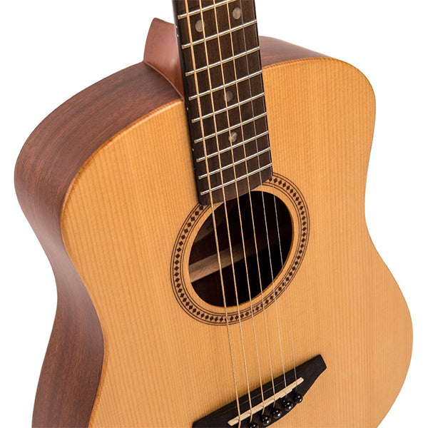 Vintage VTG100N Travel Guitar Series Solid Spruce Top Acoustic Guitar With Bag Natural (VTG 100N)