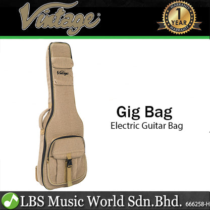 Vintage Guitar Carry Gig Bag with Logo - Soft Case for Electric, Bass and Acoustic