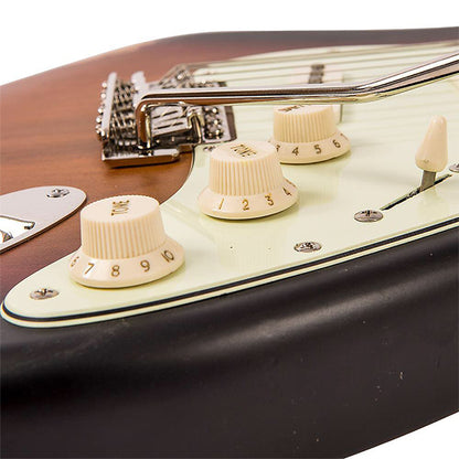 Vintage V6MRSSB Icon Series Eastern Poplar Body HSS Pickup Electric Guitar Distressed Sunburst (V6 MRSSB)