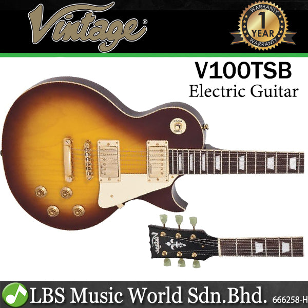 Vintage V100TSB Reissued Series Mahagony Body HH Pickup Electric Guitar Tobacco Sunburst (V100 TSB)