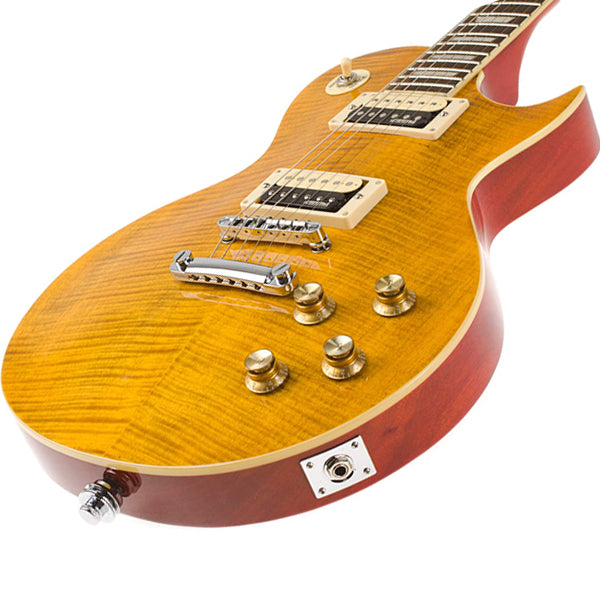 Vintage V100AFD Reissued Series Mahagony Body HH Pickup Electric Guitar Flamed Amber (V100 AFD)