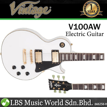 Vintage V100AW Reissued Series Mahagony Body HH Pickup Electric Guitar Arctic White (V100 AW)