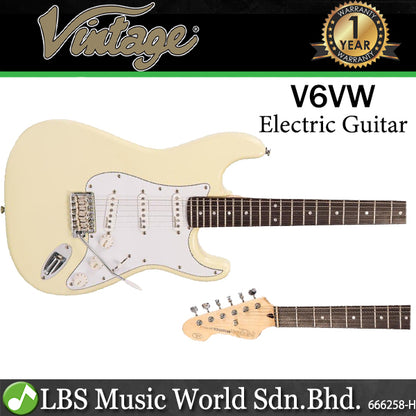 Vintage V6VW Reissued Series American Alder Body SSS Pickup Electric Guitar Vintage White (V6 VW)