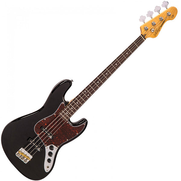 Vintage VJ74BLK Reissued Series Eastern Poplar Body Bolt On Electric Bass Guitar Gloss Black (VJ74 BLK)