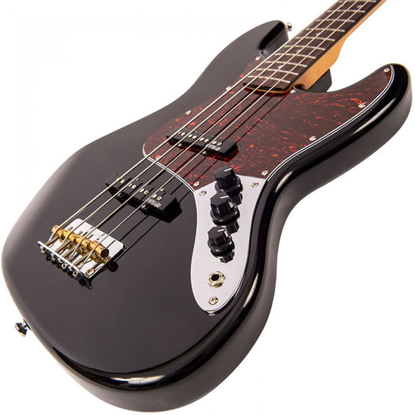 Vintage VJ74BLK Reissued Series Eastern Poplar Body Bolt On Electric Bass Guitar Gloss Black (VJ74 BLK)