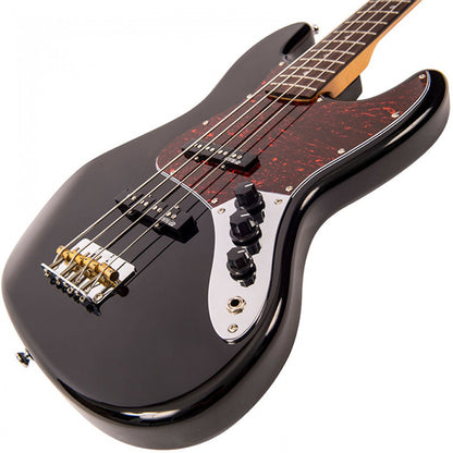 Vintage VJ74BLK Reissued Series Eastern Poplar Body Bolt On Electric Bass Guitar Gloss Black (VJ74 BLK)