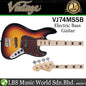 Vintage VJ74MSSB Icon Series 4 Strings Eastern Poplar Body Bolt On Jazz Electric Bass Guitar Sunset Sunburst (VJ74 MSSB)