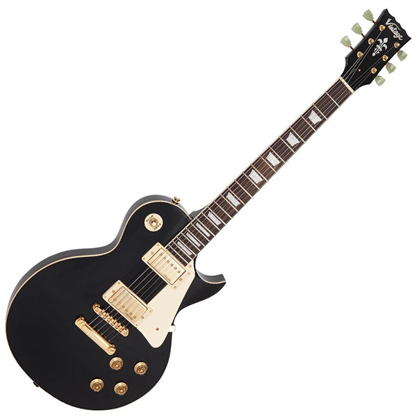 Vintage V100BB Reissued Series Mahagony Body HH Pickup Gold Hardware Electric Guitar Gloss Black (V100 BB)