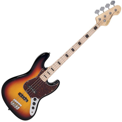 Vintage VJ74MSSB Icon Series 4 Strings Eastern Poplar Body Bolt On Jazz Electric Bass Guitar Sunset Sunburst (VJ74 MSSB)