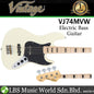 Vintage VJ74MVW Icon Series 4 Strings Eastern Poplar Body Bolt On Jazz Electric Bass Guitar Vintage White (VJ74 MVW)