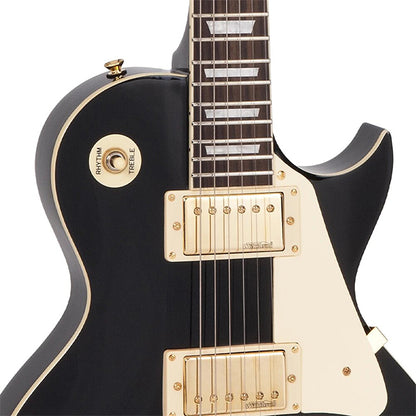 Vintage V100BB Reissued Series Mahagony Body HH Pickup Gold Hardware Electric Guitar Gloss Black (V100 BB)