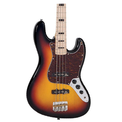 Vintage VJ74MSSB Icon Series 4 Strings Eastern Poplar Body Bolt On Jazz Electric Bass Guitar Sunset Sunburst (VJ74 MSSB)