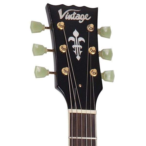 Vintage V100BB Reissued Series Mahagony Body HH Pickup Gold Hardware Electric Guitar Gloss Black (V100 BB)