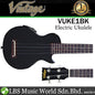 Vintage VUKE1BK Eastern Poplar Body Soprano Size Piezo Pickup Electric Ukulele Hawaii Guitar Gloss Black (VUKE 1BK)