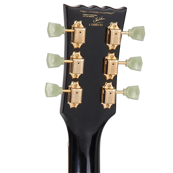 Vintage V100BB Reissued Series Mahagony Body HH Pickup Gold Hardware Electric Guitar Gloss Black (V100 BB)