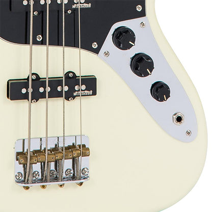 Vintage VJ74MVW Icon Series 4 Strings Eastern Poplar Body Bolt On Jazz Electric Bass Guitar Vintage White (VJ74 MVW)