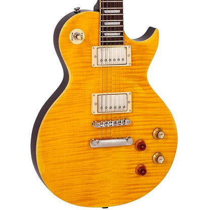 Vintage V100MRPGM Icon Series Mahagony Body HH Pickup Electric Guitar Distressed Lemon Drop (V100 MRPGM)