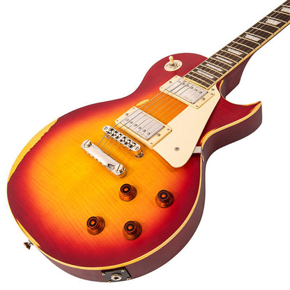 Vintage V100MRCS Icon Series Mahagony Body HH Pickup Electric Guitar Distressed Cherry Sunburst (V100 MRCS)