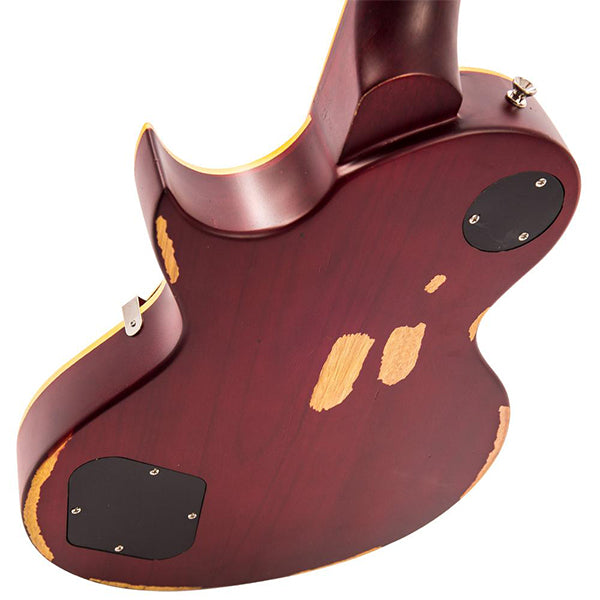 Vintage V100MRCS Icon Series Mahagony Body HH Pickup Electric Guitar Distressed Cherry Sunburst (V100 MRCS)