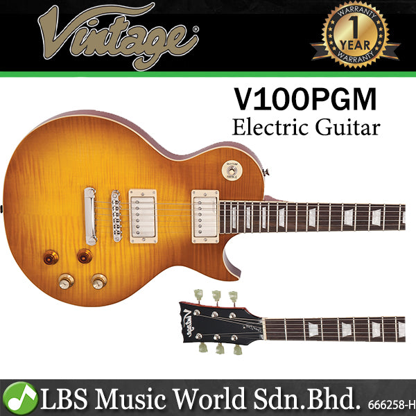 Vintage V100PGM Reissued Series Mahagony Body HH Pickup Electric Guitar Lemon Drop (V100 PGM)