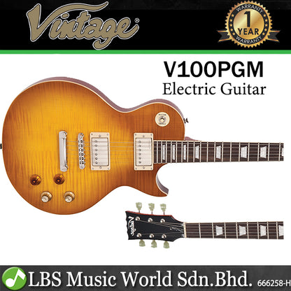 Vintage V100PGM Reissued Series Mahagony Body HH Pickup Electric Guitar Lemon Drop (V100 PGM)