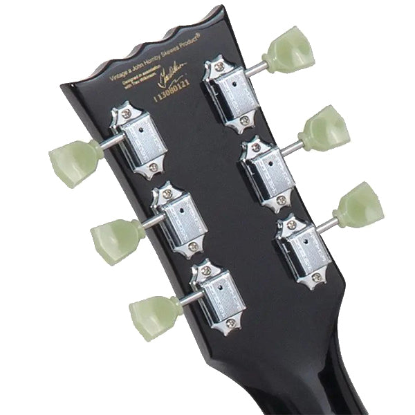 Vintage V100BLK Reissued Series Mahagony Body HH Pickup Electric Guitar Gloss Black (V100 BLK)