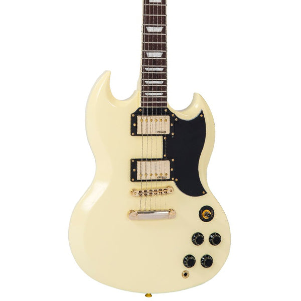 Vintage VS6VW Reissued Series Mahogany Body Double Cutaway HH Pickup Electric Guitar Vintage White (VS6 VW)