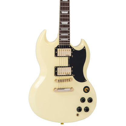 Vintage VS6VW Reissued Series Mahogany Body Double Cutaway HH Pickup Electric Guitar Vintage White (VS6 VW)
