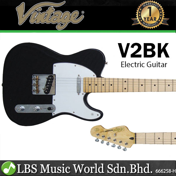 Vintage V2BK Telecaster Electric Guitar with Wilkinson Pickup (V2 BK)