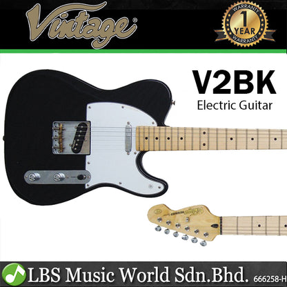 Vintage V2BK Telecaster Electric Guitar with Wilkinson Pickup (V2 BK)