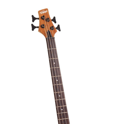 Vintage V9004B Bubinga Body Bolt On 4 String Active Pickup Electric Bass Guitar Natural (V900 4B)